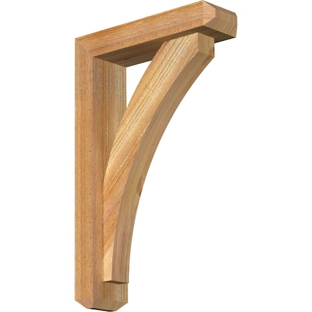 Ekena Millwork Thorton Craftsman Rough Sawn Bracket w/ Offset Brace, Western Red Cedar, 4"W x 14"D x 22"H BKT0402X14X22THR04RWR
